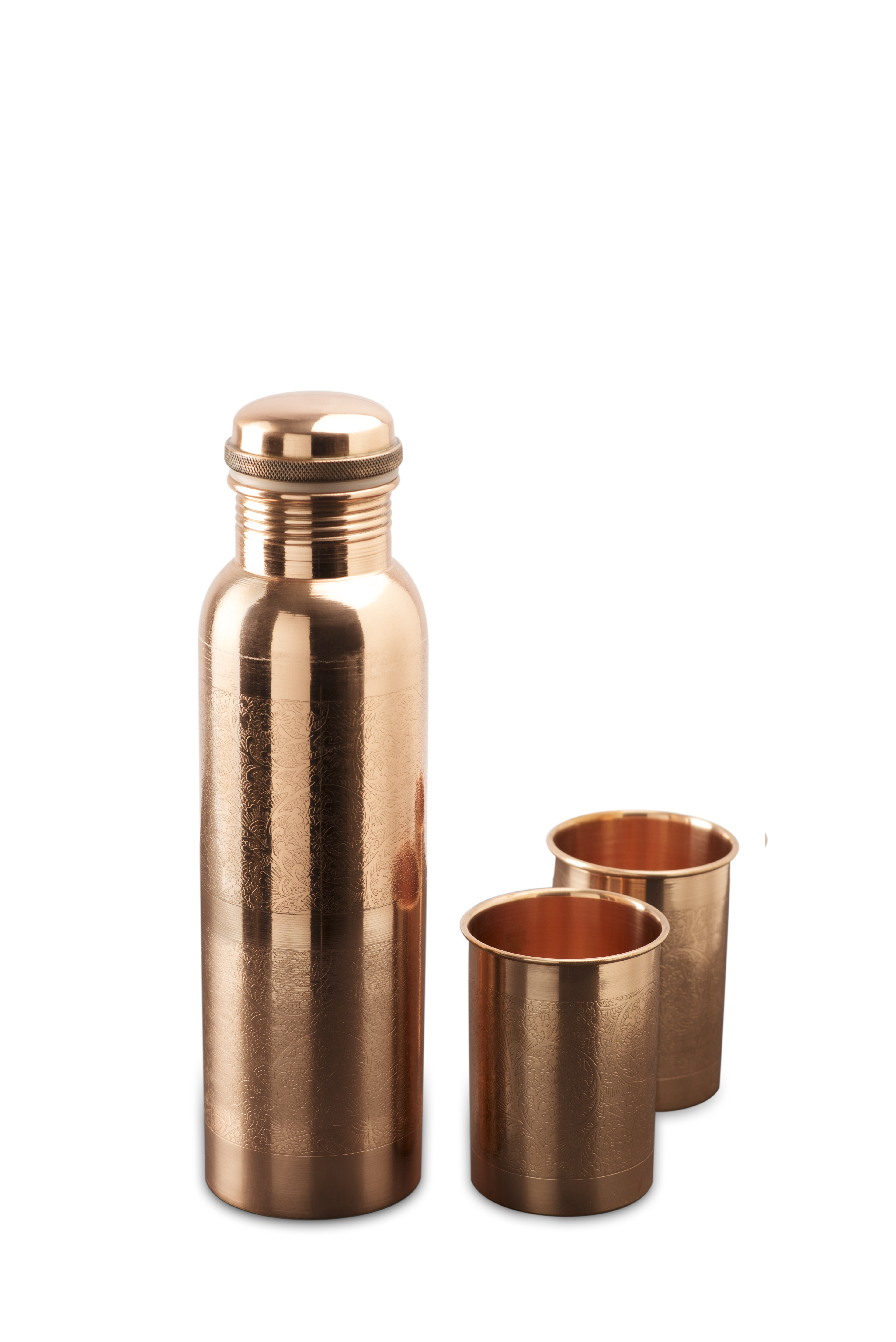 COPPER BOTTLE Embossed With Two Embossed Copper Glass Is Good For Health 